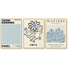 Wall Art 40cmx60cm Blue Matisse,Yayoi Kusama, Keith Haring Mix Art 3 Sets Gold Frame Canvas