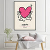 Wall Art 60cmx90cm Keith Haring Love Pop Art Black Frame Canvas