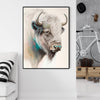 Wall Art 70cmx100cm Great White Buffalo Black Frame Canvas