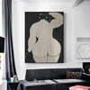 Wall Art 50cmx70cm Mid Century Lady Black Frame Canvas