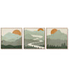 Wall Art 60cmx60cm Sage Green Landscapes 3 Sets Wood Frame Canvas