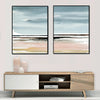 Wall Art 50cmx70cm Pink Beach Landscape 2 Sets Black Frame Canvas