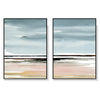 Wall Art 40cmx60cm Pink Beach Landscape 2 Sets Black Frame Canvas