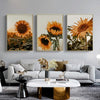 Wall Art 60cmx90cm Sunflower 3 Sets Gold Frame Canvas