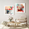 Wall Art 50cmx50cm Abstract Colourful Garden 2 Sets White Frame Canvas