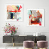 Wall Art 90cmx90cm Abstract Colourful Garden 2 Sets White Frame Canvas