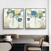 Wall Art 50cmx50cm Blue Bouquet 2 Sets Black Frame Canvas