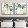 Wall Art 40cmx40cm Blue Bouquet 2 Sets Black Frame Canvas