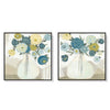 Wall Art 60cmx60cm Blue Bouquet 2 Sets Black Frame Canvas