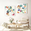 Wall Art 40cmx40cm Glitchy Floral 2 Sets White Frame Canvas