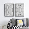 Wall Art 80cmx120cm Black White Pattern 2 Sets Black Frame Canvas