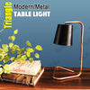 2 x Table Light With Triangle Metal Base with Copper Plating LED Vintage Globe Included