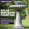 PROTEGE Solar Powered Water Feature Fountain Bird Bath with Lighting Light Grey