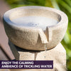 PROTEGE Solar Fountain Water Feature Outdoor 4 Bowl with LED Lights - Sand Colour