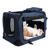 FEANDREA Dog Kennel Transport Box Folding Fabric Pet Carrier 70cm Dark Blue