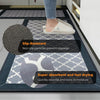 GOMINIMO 2 PCS Washable Non Slip Absorbent Kitchen Floor Mat (44x80+44x120cm, Black Lucky Clover) GO-KRM-101-QC