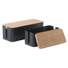 GOMINIMO Set of Two Cable Management Box with Wood Pattern Lid (Black) GO-CB-100-CD