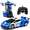 GOMINIMO Transform Car Robot Police Car with Remote Control (White Blue) GO-TCR-100-FM