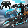 GOMINIMO Transform Car Robot Sport Car with Remote Control (Black Cyan) GO-TCR-103-FM