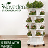 NOVEDEN 5 Tier Stacking Planter Vertical Garden with Heavy Duty Trolley Wheels (45cm) NE-SP-100-TE