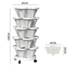 NOVEDEN 5 Tier Stacking Planter Vertical Garden with Heavy Duty Trolley Wheels (45cm) NE-SP-100-TE