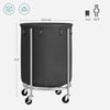 SONGMICS Laundry Basket with Wheels with Steel Frame and Removable Bag Black RLS001B01