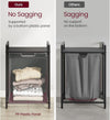 VASAGLE Laundry Hamper with Shelf and Pull-Out Bag 3 x 38L Black and Gray BLH301G01