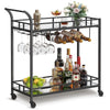 VASAGLE Bar Serving Wine Cart With Wheels And Wine Bottle Holders Black