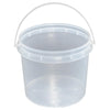 Bulk 10x 1.2L Plastic Buckets + Lids - Food Grade Empty Clear Tub With Handle