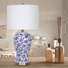 Sarantino Table Lamp Ceramic Floral Base Cotton Drum Shade