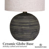 Sarantino Ceramic Table Lamp With Striped Pattern In Antique Black