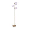 Sarantino 3-Light Gold Metal Floor Lamp with Glass Shades