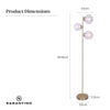 Sarantino 3-Light Gold Metal Floor Lamp with Glass Shades