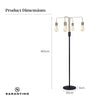 Sarantino Modern Exposed Bulb 4-Arm Industrial Light Floor Lamp