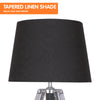 Sarantino Wooden Tripod Table Lamp With Black Taper Fabric Shade