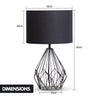 Sarantino Metal Wire Table Lamp in Black Finish With Black Drum Shade