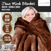 Laura Hill Faux Mink Blanket 800GSM Heavy Double-Sided - Chocolate