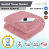 Laura Hill Heated Electric Blanket Throw Rug Coral Warm Fleece Pink