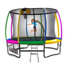 Kahuna 14ft Outdoor Trampoline Kids Children With Safety Enclosure Pad Mat Ladder Basketball Hoop Set - Rainbow