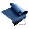 Powertrain Eco-friendly Dual Layer 8mm Yoga Mat | Dark Blue | Non-slip Surface And Carry Strap For Ultimate Comfort And Portability