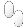 2 Set La Bella Black Wall Mirror Oval Aluminum Frame Makeup Decor Bathroom Vanity 50x75cm