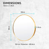 La Bella Gold Wall Mirror Round Aluminum Frame Makeup Decor Bathroom Vanity 50cm