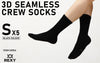 Rexy 5 Pack Small Black 3D Seamless Crew Socks Slim Breathable