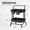 Kandoka 2 Tier Black Trolley Cart Storage Utility Rack Organiser Swivel Kitchen