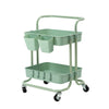 Kandoka 2 Tier Green Trolley Cart Storage Utility Rack Organiser Swivel Kitchen