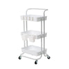 Kandoka 3 Tier White Trolley Cart Storage Utility Rack Organiser Swivel Kitchen