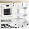 Kandoka 3 Tier White Trolley Cart Storage Utility Rack Organiser Swivel Kitchen