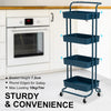 Kandoka 4 Tier Blue Trolley Cart Storage Utility Rack Organiser Swivel Kitchen