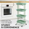 Kandoka 4 Tier Green Trolley Cart Storage Utility Rack Organiser Swivel Kitchen