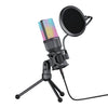 Simplecom UM650 USB Cardioid Condenser Microphone Gaming RGB Lights with Tripod & Pop Filter